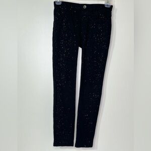 Children's Place Black Stretch Silver Sparkle Holiday Jeggings Girls 10